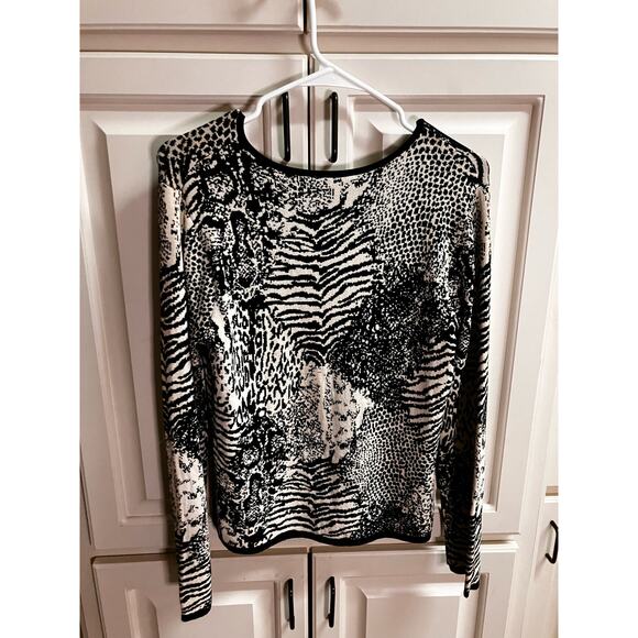 Christina Rotelli Vintage Sweater Top Long Sleeved Black Cream Size Medium - Picture 3 of 7